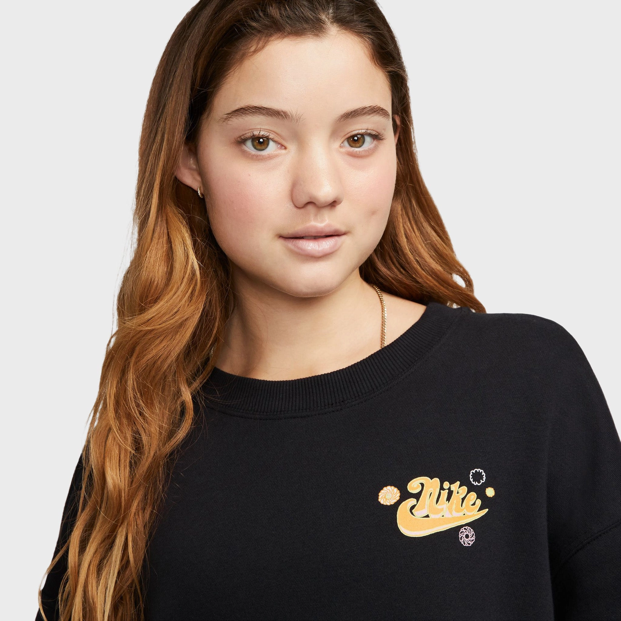 Nike Sportswear Women's Phoenix Fleece Oversized Happy Crew / Black Smooth Zipper Action