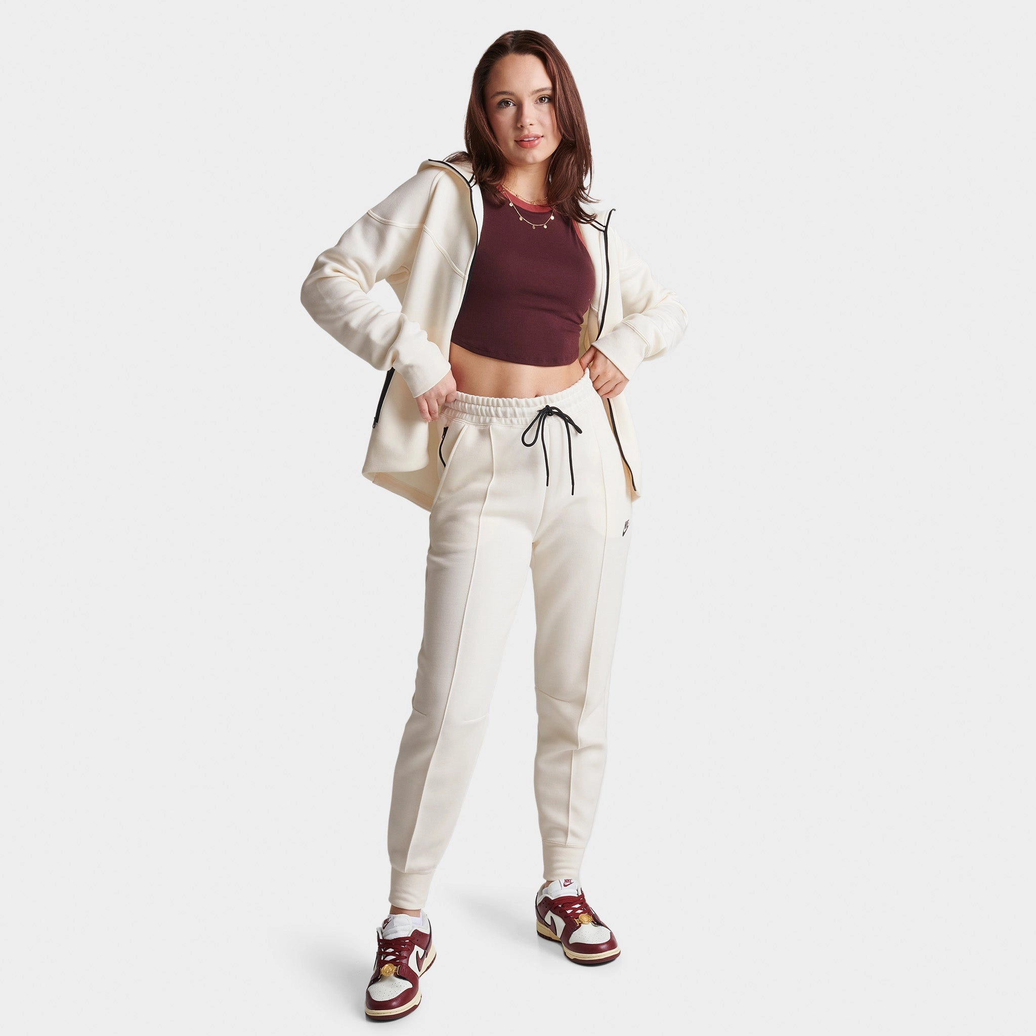 Nike Sportswear Women's Tech Fleece Mid-Rise Joggers Pale Ivory / Black Leather Core Eco Core