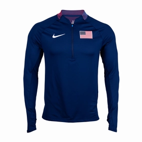 Nike Team USA Men's 1/2 Zip Top Sleek Outdoor Look Noise Reduced Fasteners