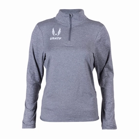 Layered Hem Reinforcement Weighted Hem Design Nike USATF Women's Dri-FIT Swift UV Half-Zip