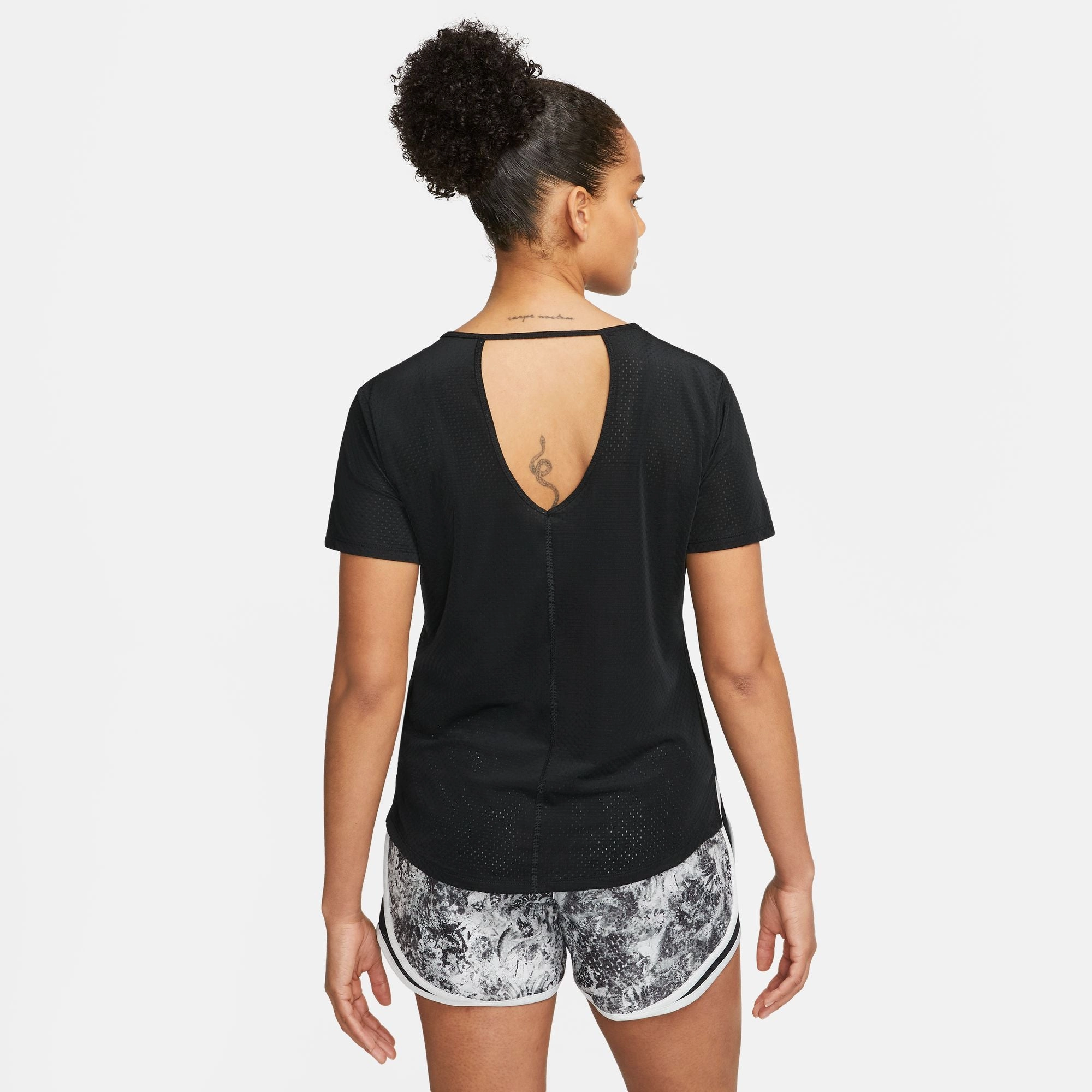 Nike Women's Dri-FIT One Breathe Tee Black / White Village Charm Lake Glow