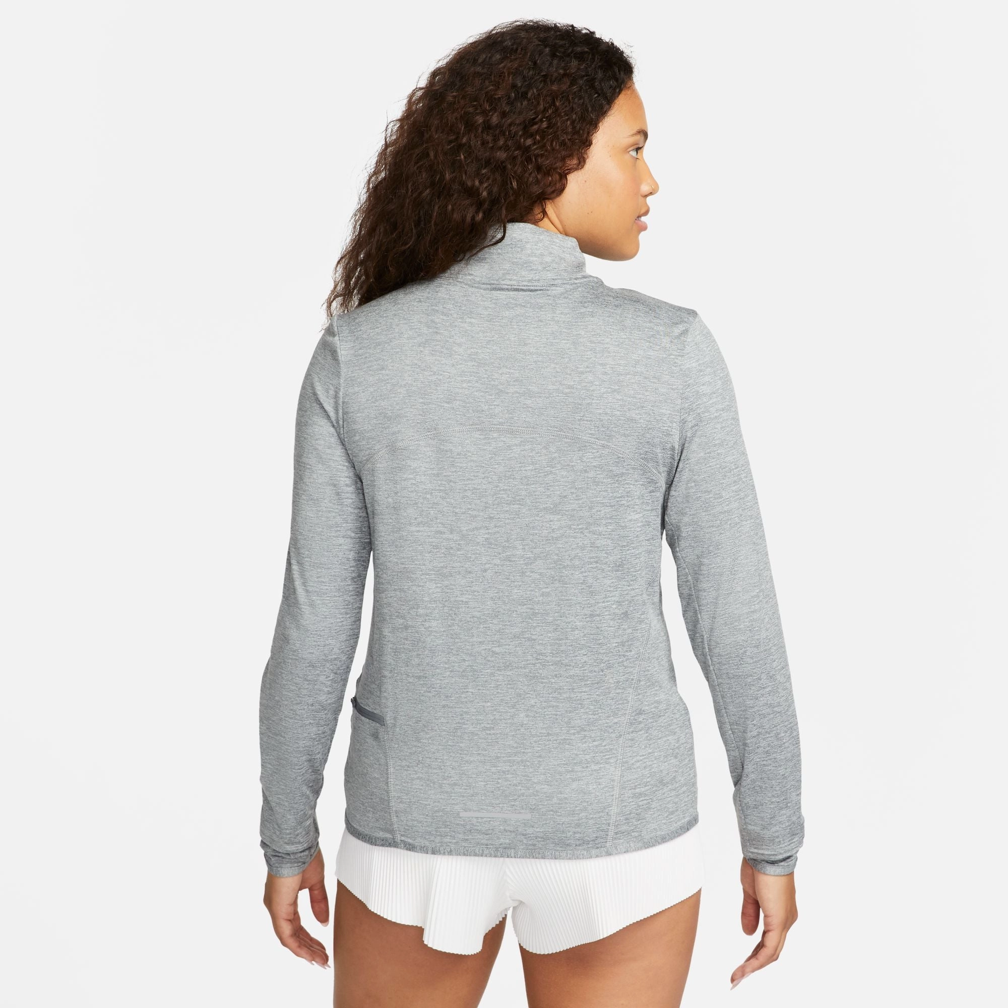 Adjustable Fit Nike Women's Dri-FIT Swift 1/4 Zip Running Top Smoke Grey / Light Smoke Grey / Heather