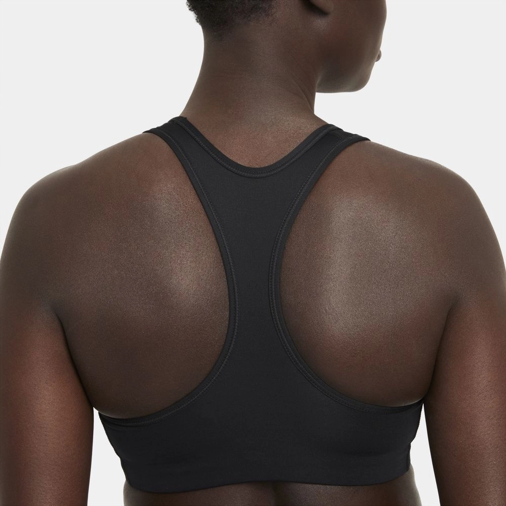 Nike Women's Dri-FIT Swoosh Bra Black / White / Particle Grey SnagFree Fabric