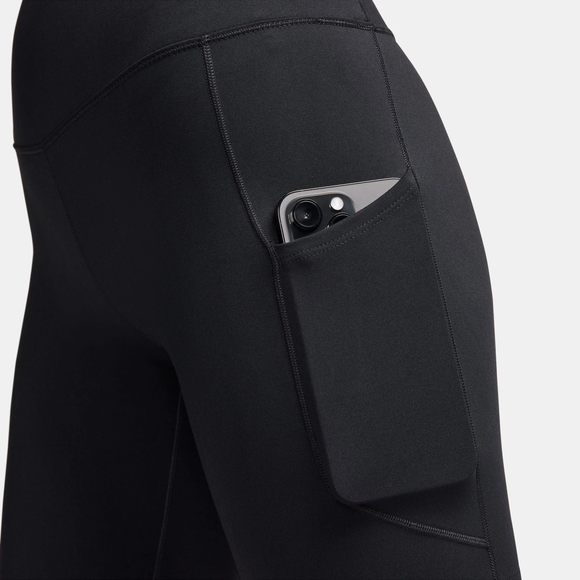 Nike Women's One High-Waisted 8 Inch Biker Shorts Black / Black GentleWaistband EcoDyeProcess