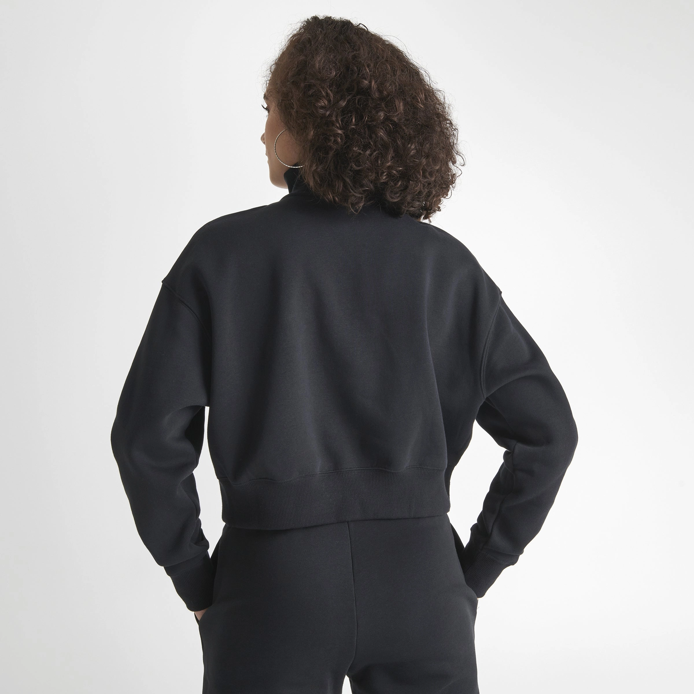 Nike Women's Sportswear Phoenix Fleece Half Zip Crop Sweatshirt Black / Sail Light Reflective Zippers Hypoallergenic Textile