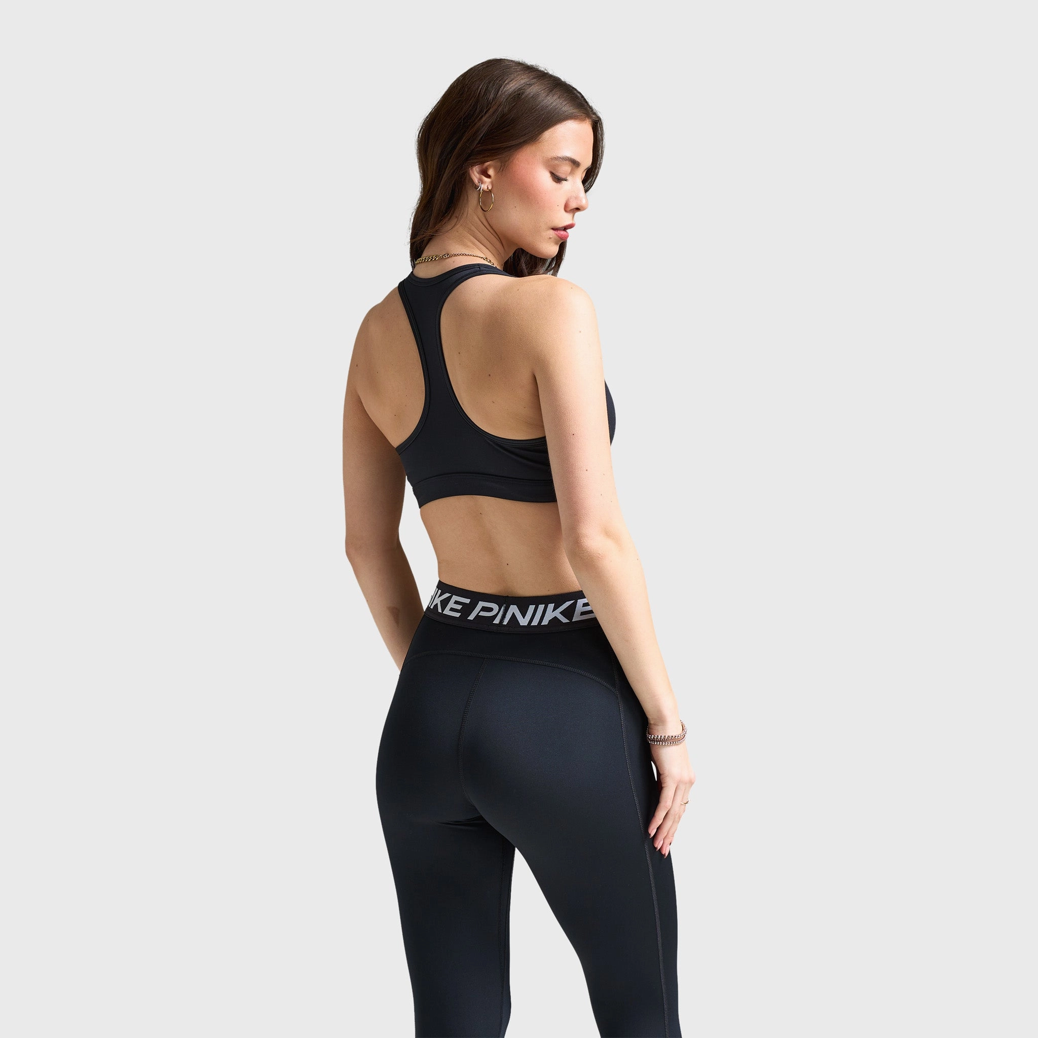 Trendy Vibes Wear Nike Women's Swoosh Medium Support Padded Sports Bra Black / White