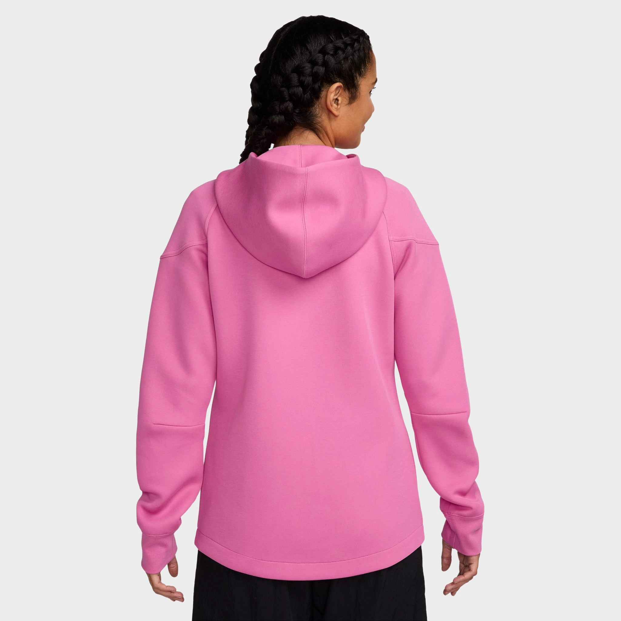 Nike Women's Tech Fleece Full Zip Windrunner Hoodie / Playful Pink Rubberized Trims