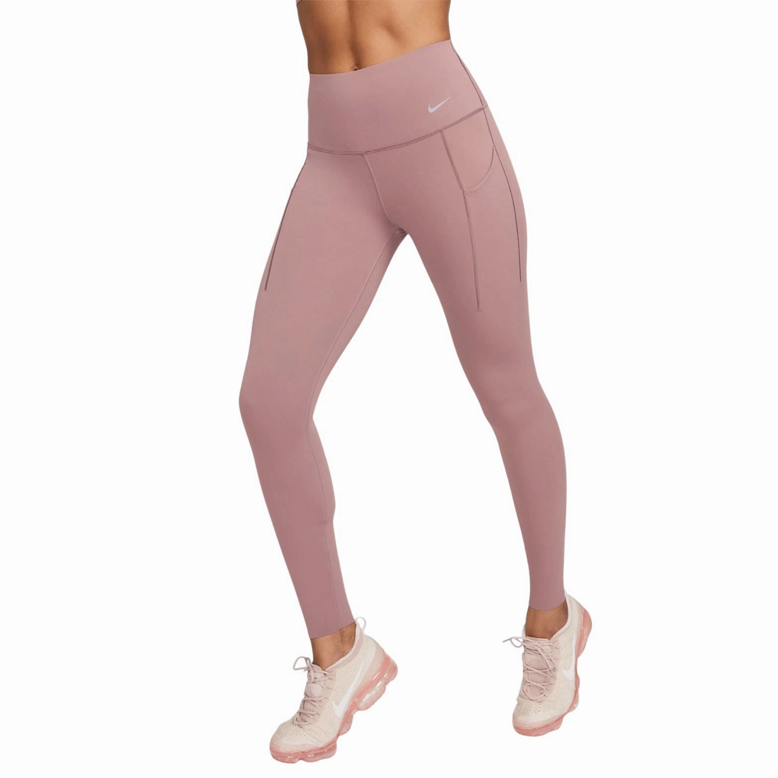 ReflectiveTrims OdorResistant Fabric Nike Women's Universa Medium-Support High-Waisted Full Length Leggings Smokey Mauve / Black