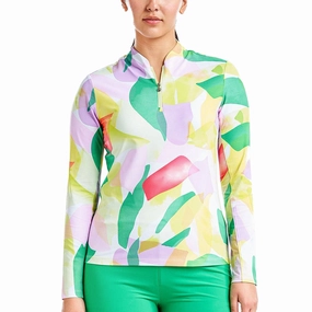 Nivo Women's Lolita UV Long Sleeve Mock Neck Golf Shirt - Classic Green Quick Dry Material OdorControl Treatment