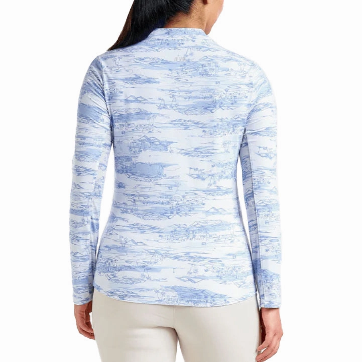 Nivo Women's Lolita UV Long Sleeve Mock Neck Golf Shirt - Gentle Blue Workout Friendly golf club