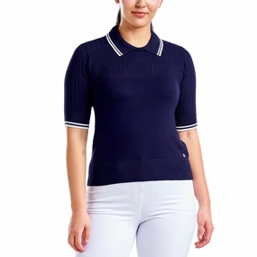 Summer Smart Nivo Women's Vy Sweater Golf Polo Shirt - Navy