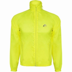 More Mile Neon Hooded Windbreaker Mens Running Jacket - Yellow ThermalRetention