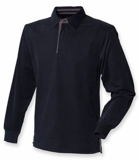 Brushed Long Sleeve Rugby Shirt | BLACK SkinFriendlyElastic