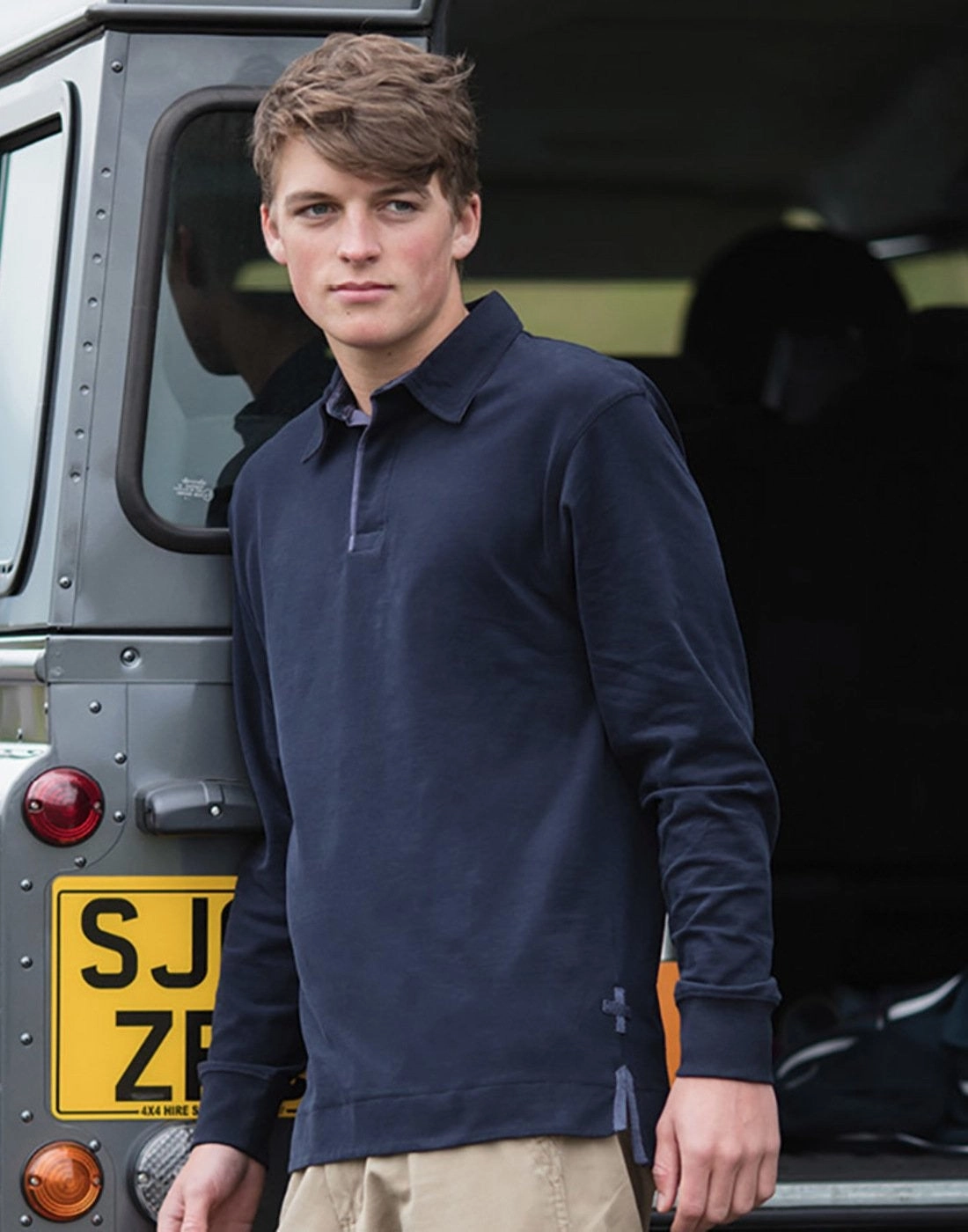 Brushed Long Sleeve Rugby Shirt | BLACK MoistureWicking Technology