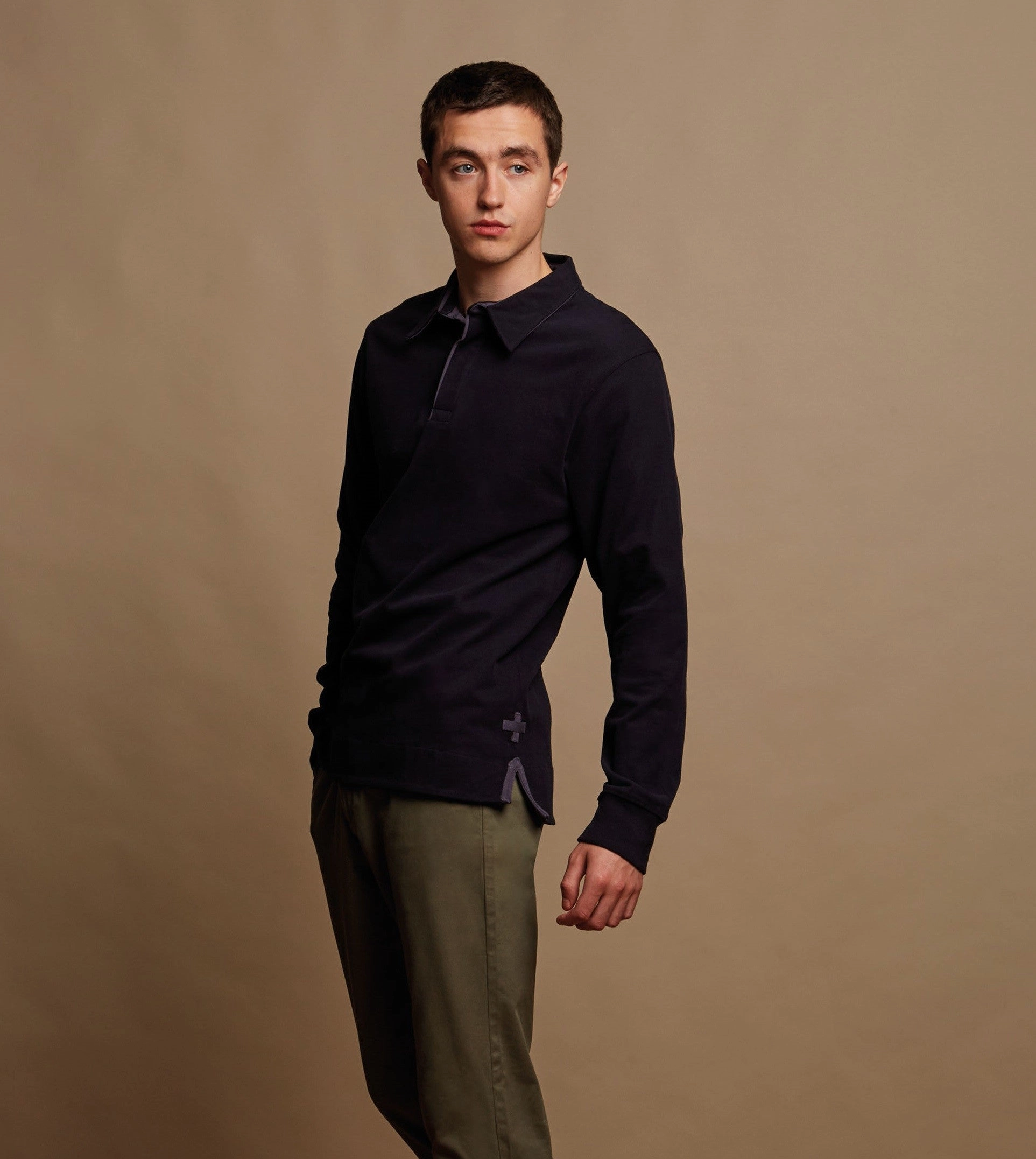 Brushed Long Sleeve Rugby Shirt | BLACK NonIrritating Seams AdaptiveFit