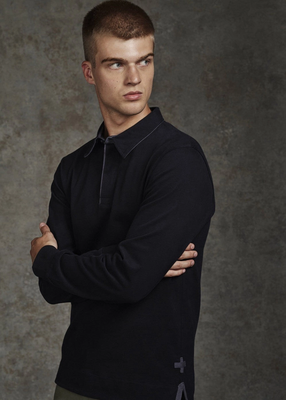 Brushed Long Sleeve Rugby Shirt | BLACK NonSlipGrip
