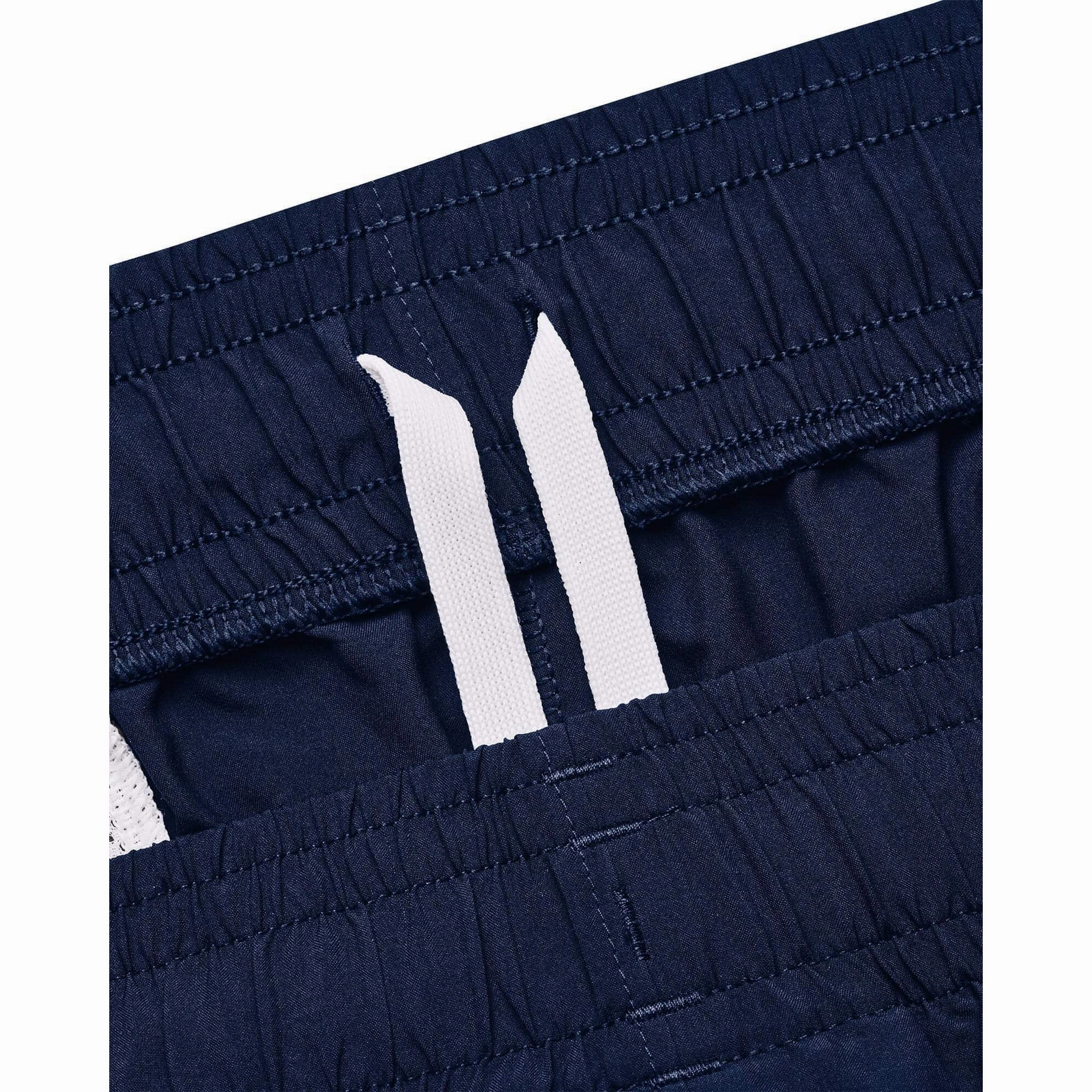 Compact Packable Design Fall Mood Under Armour Woven Graphic Wordmark Mens Training Shorts - Navy