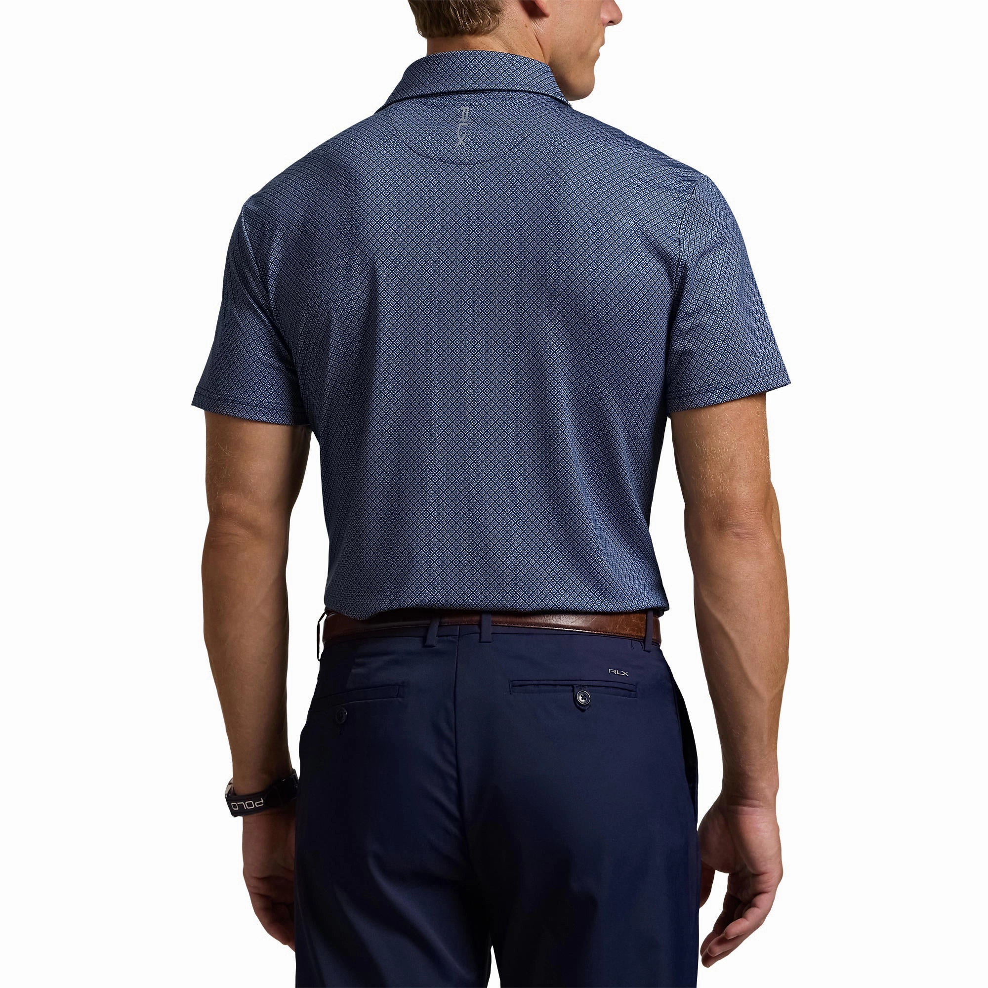 Business Travel RLX Ralph Lauren Printed Lightweight Airflow Golf Polo Shirt - Refined Navy Pk Micro Diamond