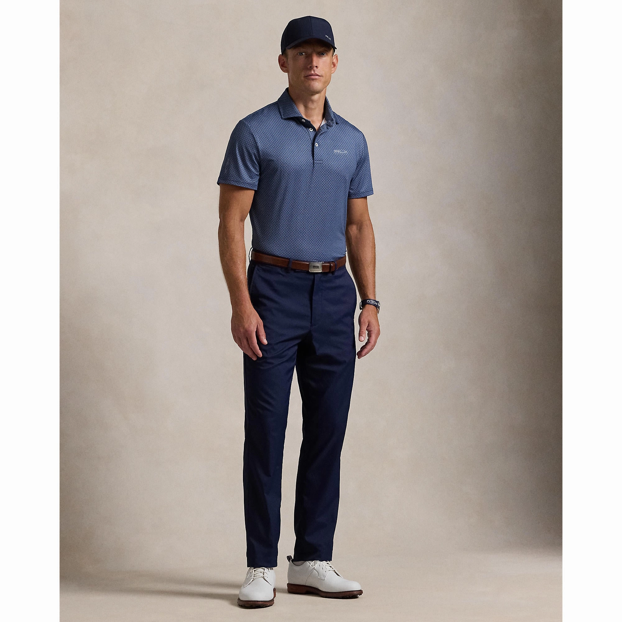 RLX Ralph Lauren Printed Lightweight Airflow Golf Polo Shirt - Refined Navy Pk Micro Diamond Eco Friendly Dye