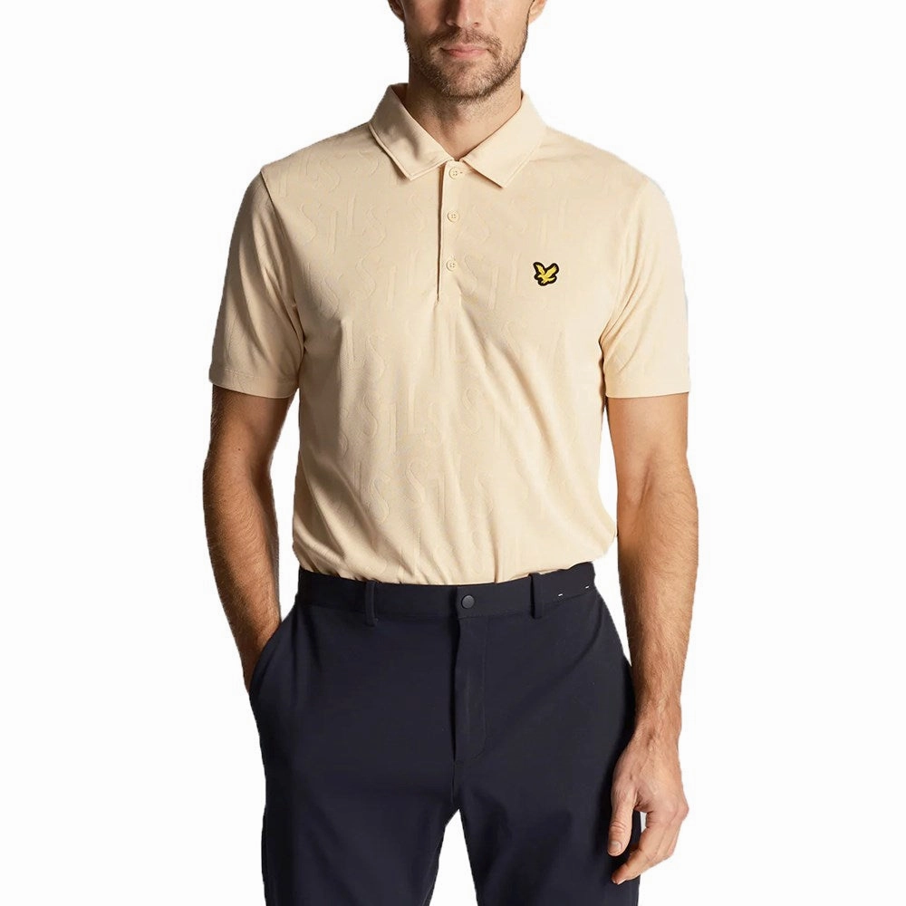 Urban Explorer Lyle & Scott Monogram Jacquard Golf Polo Shirt - Sand Dune