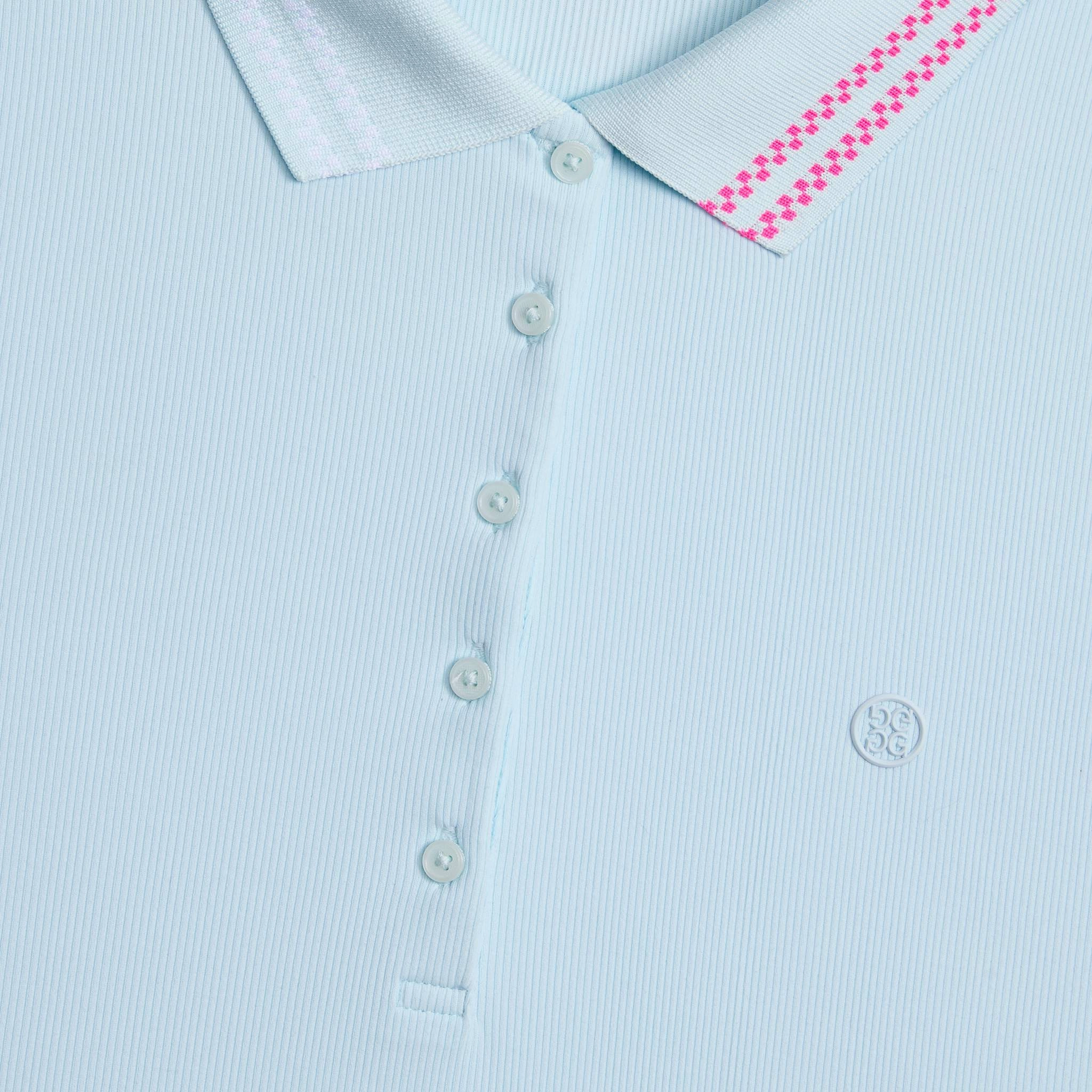Optimal Airflow Texture WrinkleResistant Finish G/Fore Women's Checkered Collar Ribbed Tech Golf Polo Shirt - Daybreak