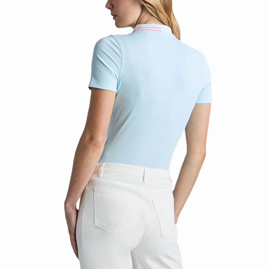 G/Fore Women's Checkered Collar Ribbed Tech Golf Polo Shirt - Daybreak Golf Style