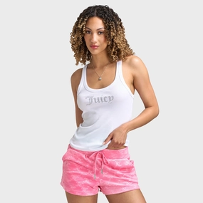 Juicy Couture Women's Thin Strap Ribbed Racer Tank Top / White Informal charm