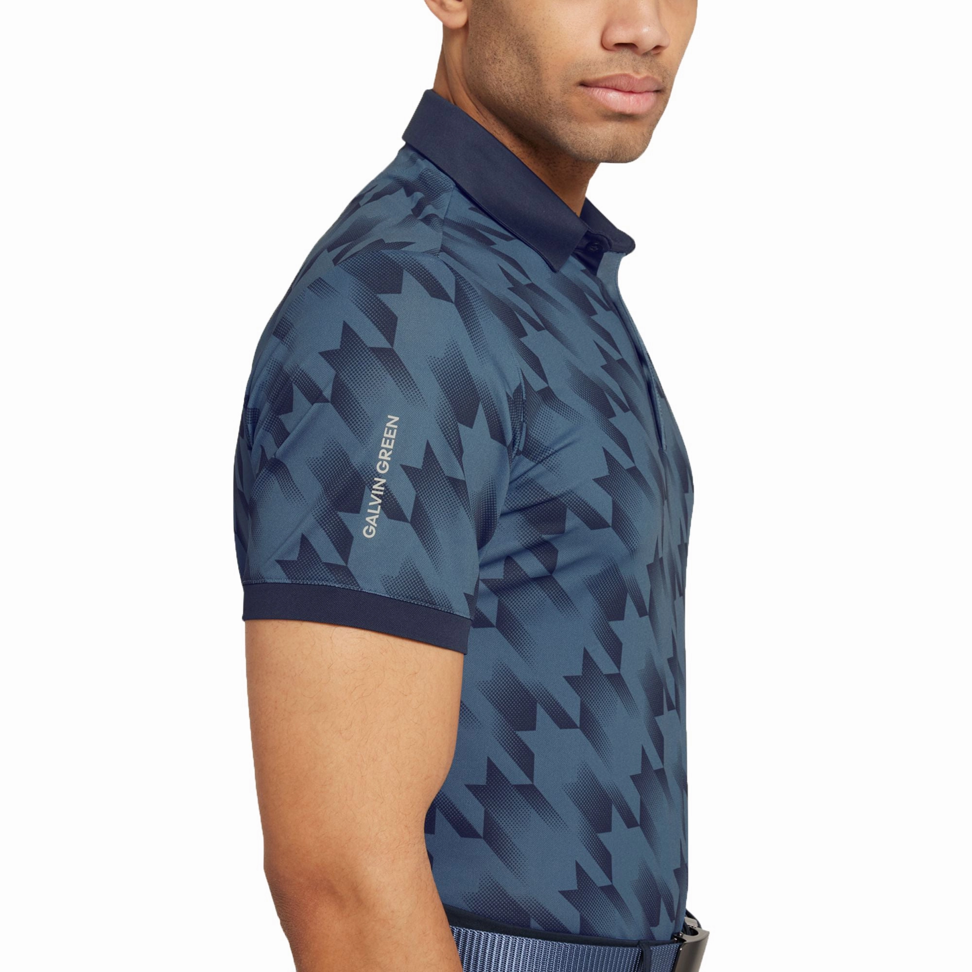 Sporty Elegance Layering Essential Galvin Green Miles Breathable Golf Polo Shirt - Moonlight Blue/Navy