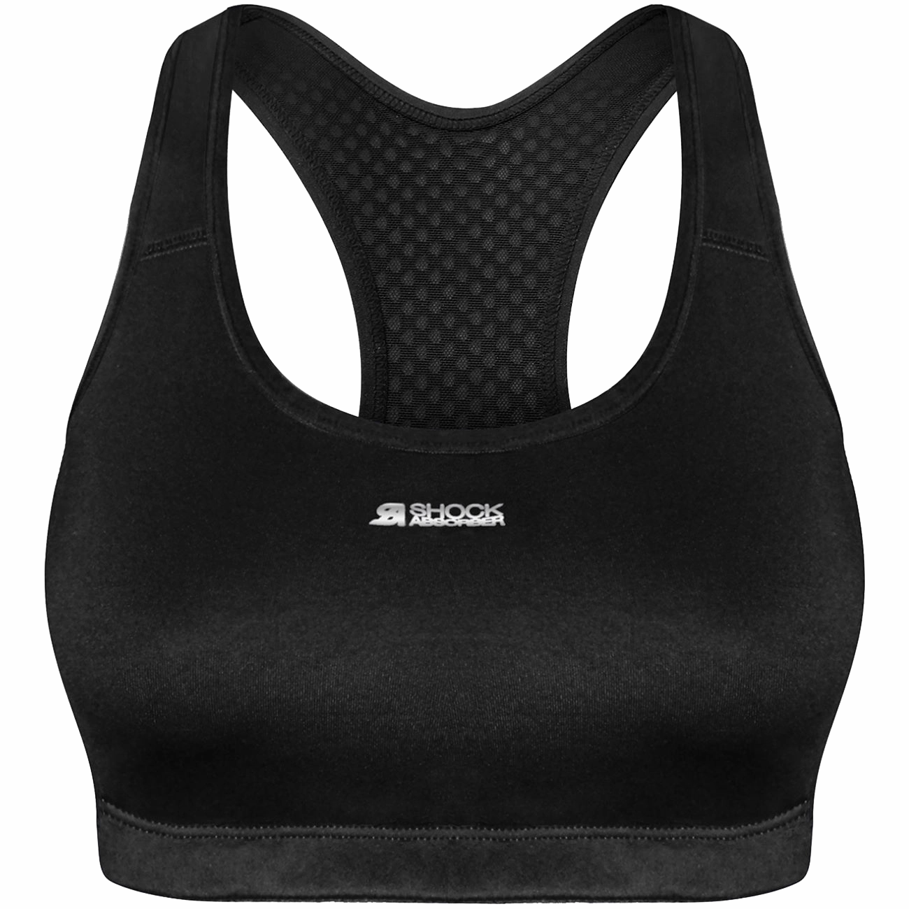 Drawstring closure Rugby Shock Absorber Active Crop Top Womens Sports Bra - Black