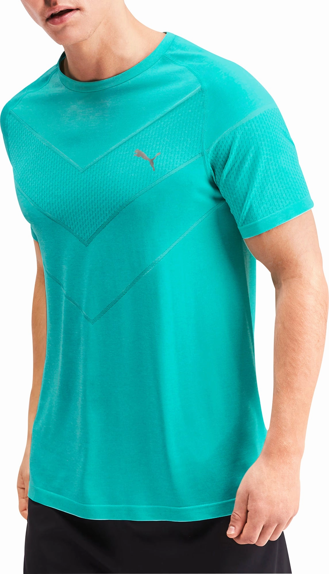 CompactPackableDesign Trend Glow Puma Reactive evoKNIT Short Sleeve Mens Training Top - Blue