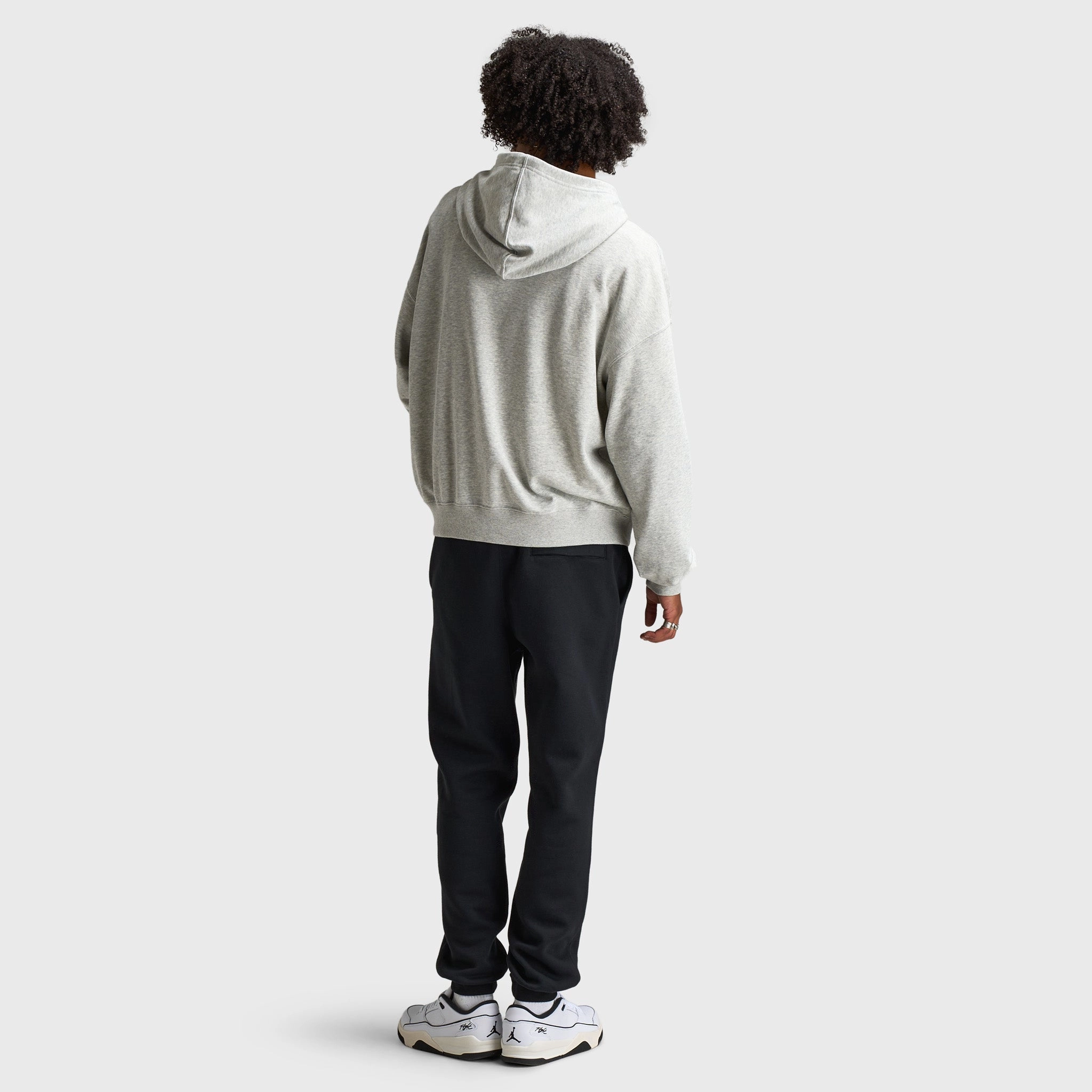 Quick Release Fasteners Modern Drop Tail Hem Jordan Flight Pullover Hoodie Heather Grey / Black