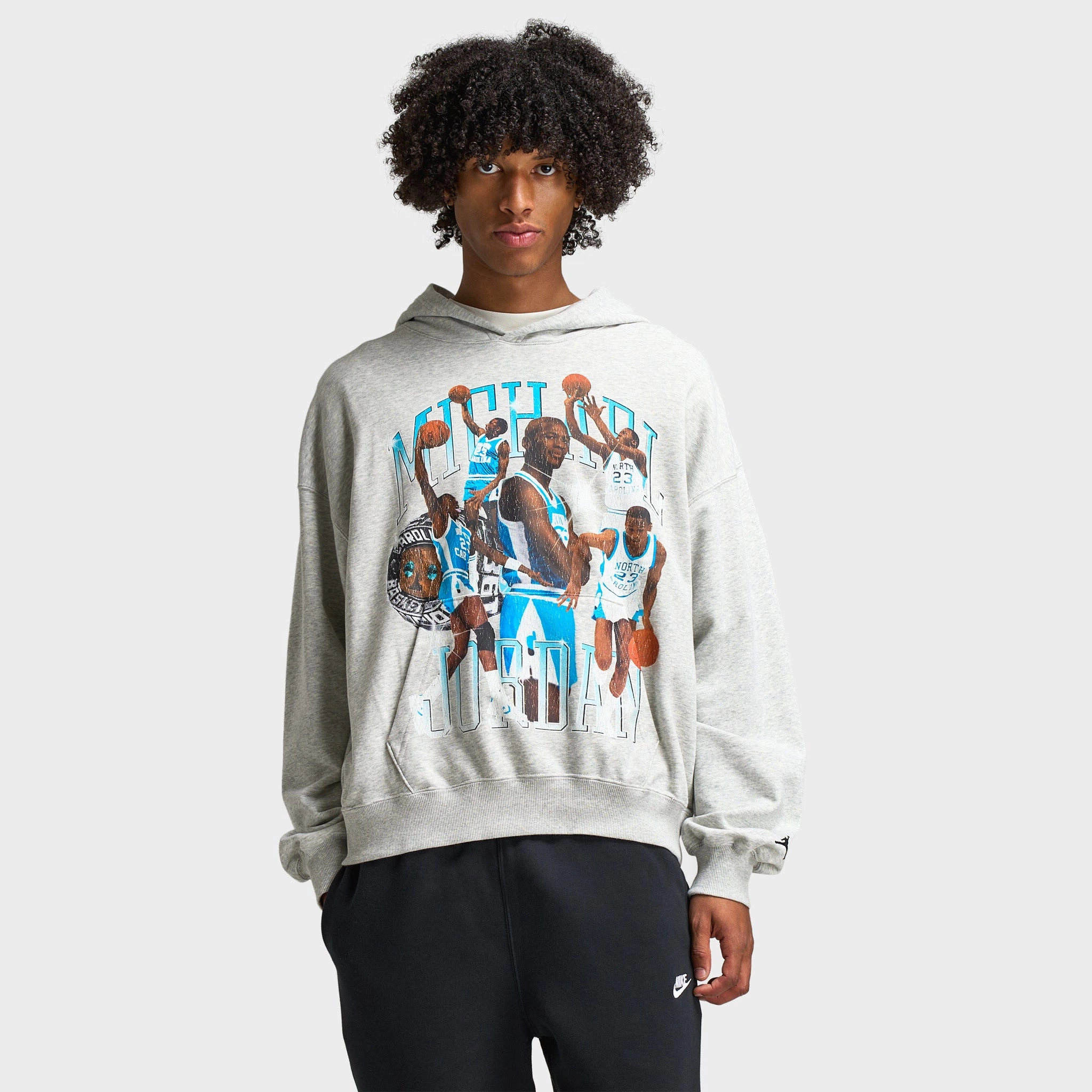 Convertible Collar Jordan Flight Pullover Hoodie Heather Grey / Black
