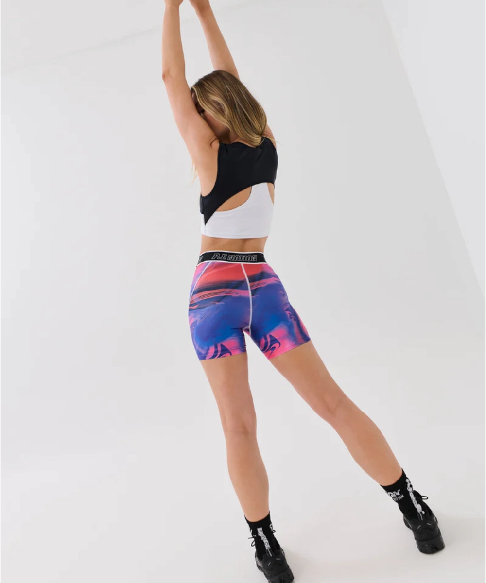 P.E Nation Rewind Bike Short (Overlay Print) Breathable fabric