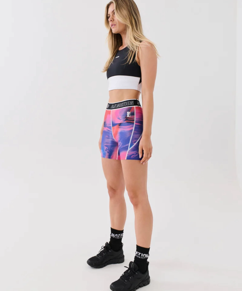 StaticResistantTextile Lean Glow P.E Nation Rewind Bike Short (Overlay Print)