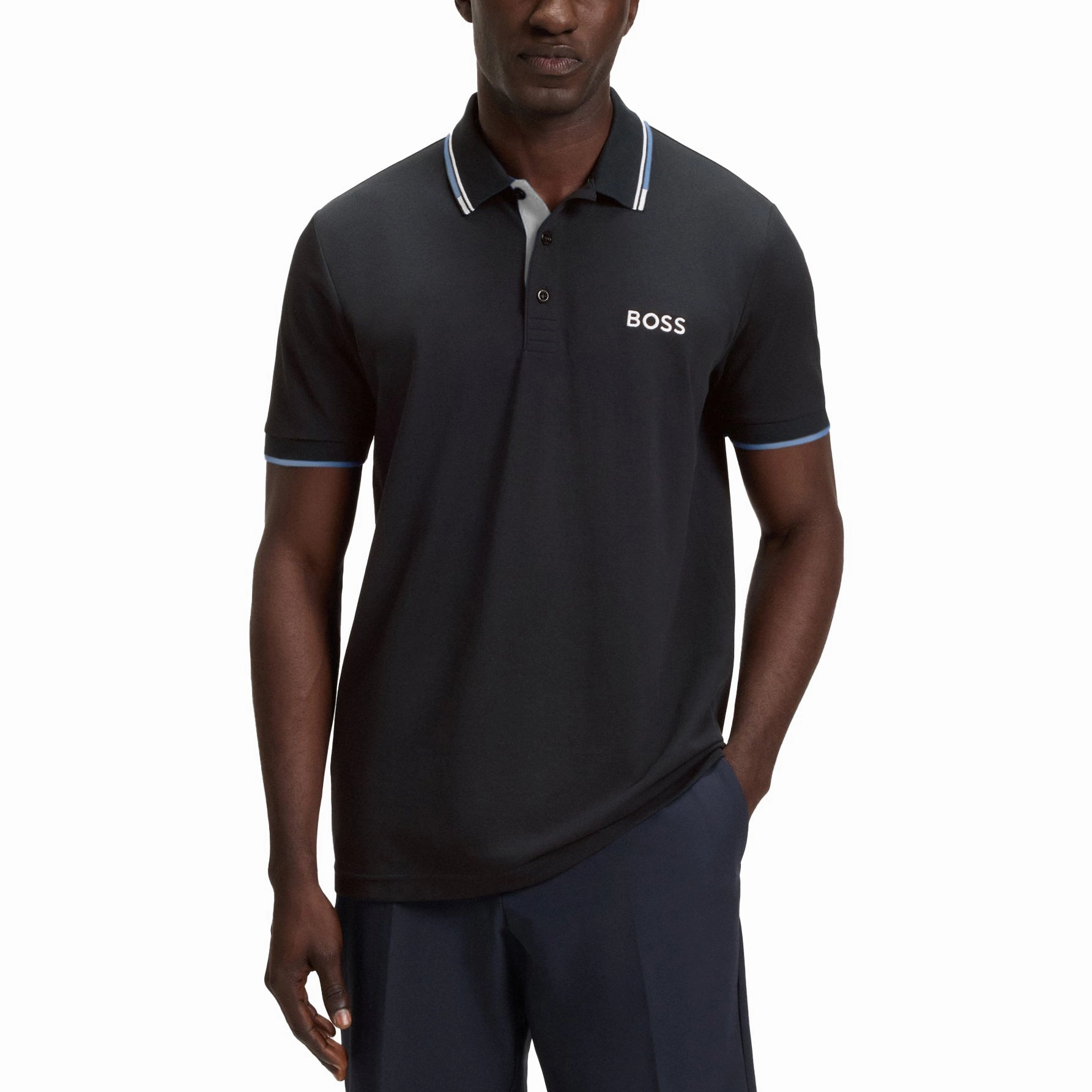 BOSS Paddy Pro Golf Polo Shirt - Dark Blue SnagProof Material