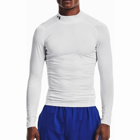 Bride Side Under Armour HeatGear Mock Long Sleeve Mens Training Top - White