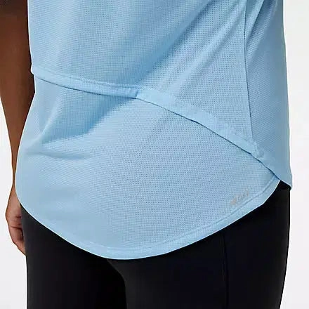 Eco Friendly Blend Durable Reinforced Elbow Patches Women's Accelerate Short Sleeve Top - Blue Haze