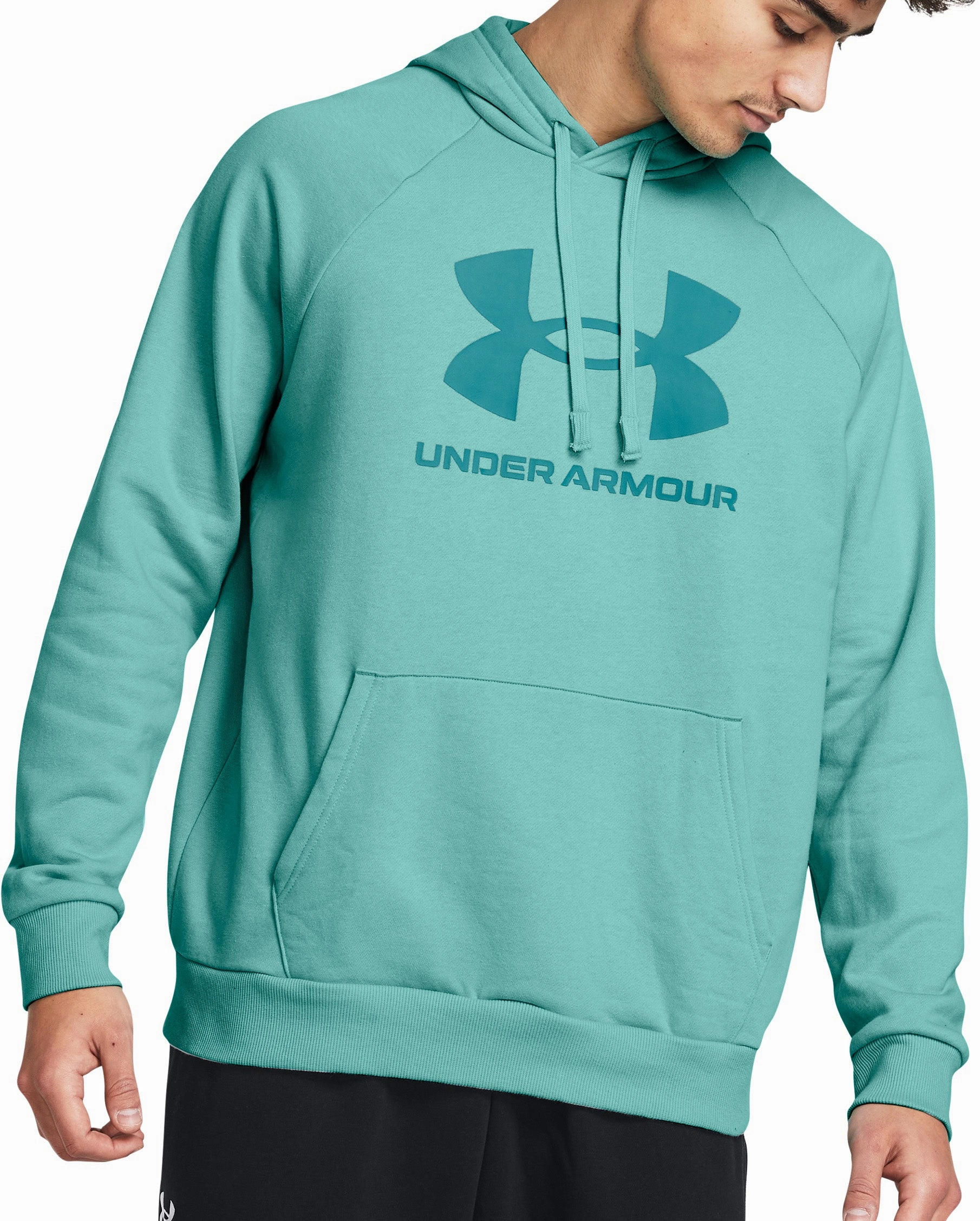 Under Armour Rival Fleece Logo Mens Hoody - Green Airtight Zipper quick dry