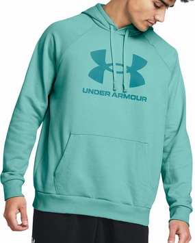 Under Armour Rival Fleece Logo Mens Hoody - Green Airtight Zipper quick dry