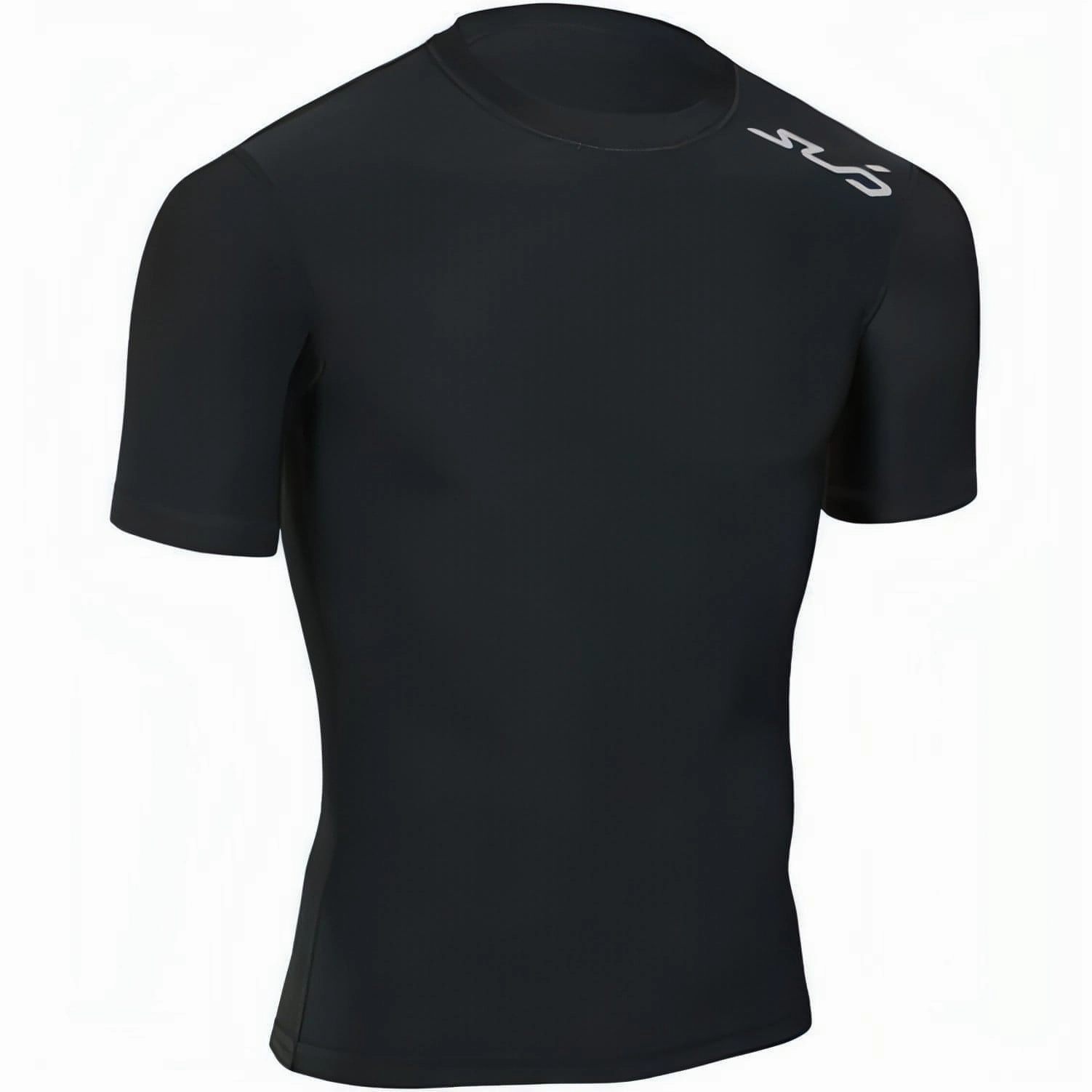 Oversized Silhouette Kids playfulness Sub Sports Cold Thermal Junior Short Sleeve Compression Top - Black
