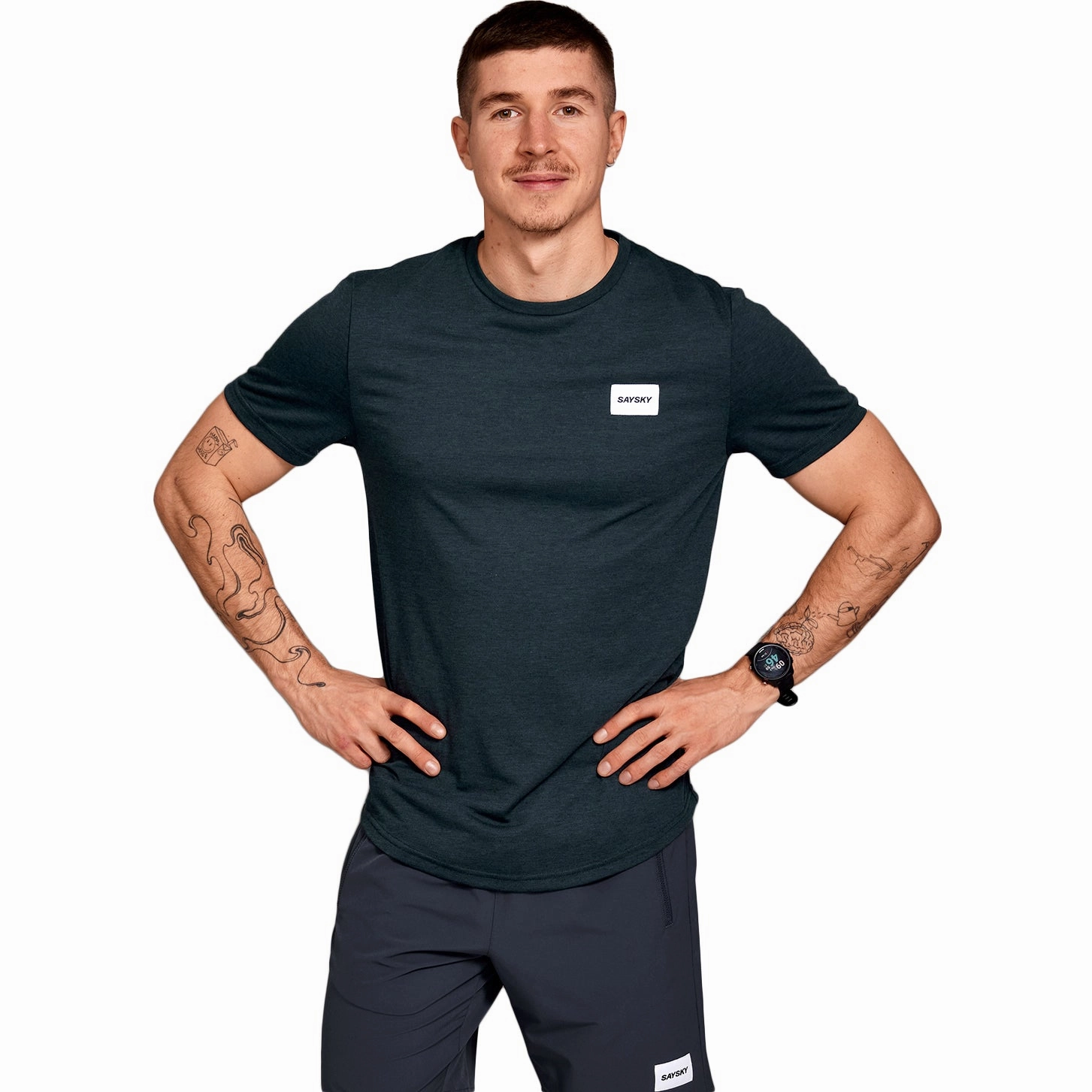 SAYSKY Men's Clean Motion Tee Grey Daily Fit