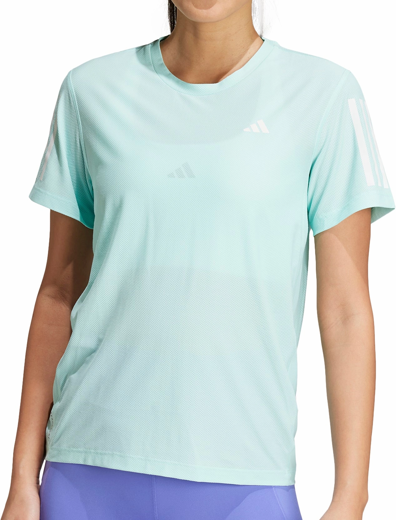 WrinkleFree Fabric Boho Free adidas Own The Run Short Sleeve Womens Running Top - Green