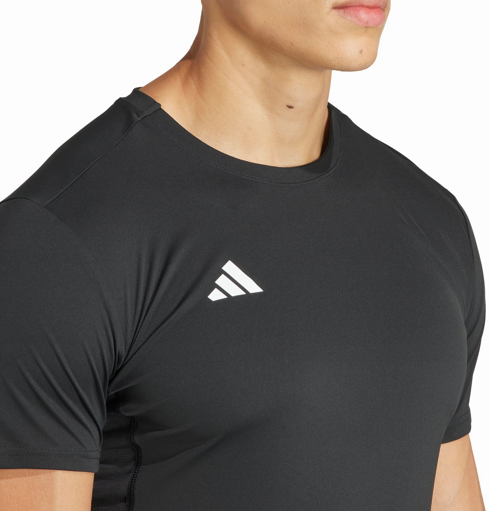 Sporty Layer Look adidas Adizero Essentials Short Sleeve Mens Running Top - Black