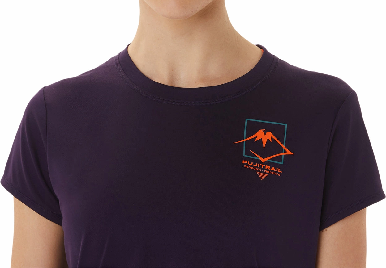 Asics FujiTrail Logo Short Sleeve Womens Running Top - Purple Organic Cotton SoftTouchFinish