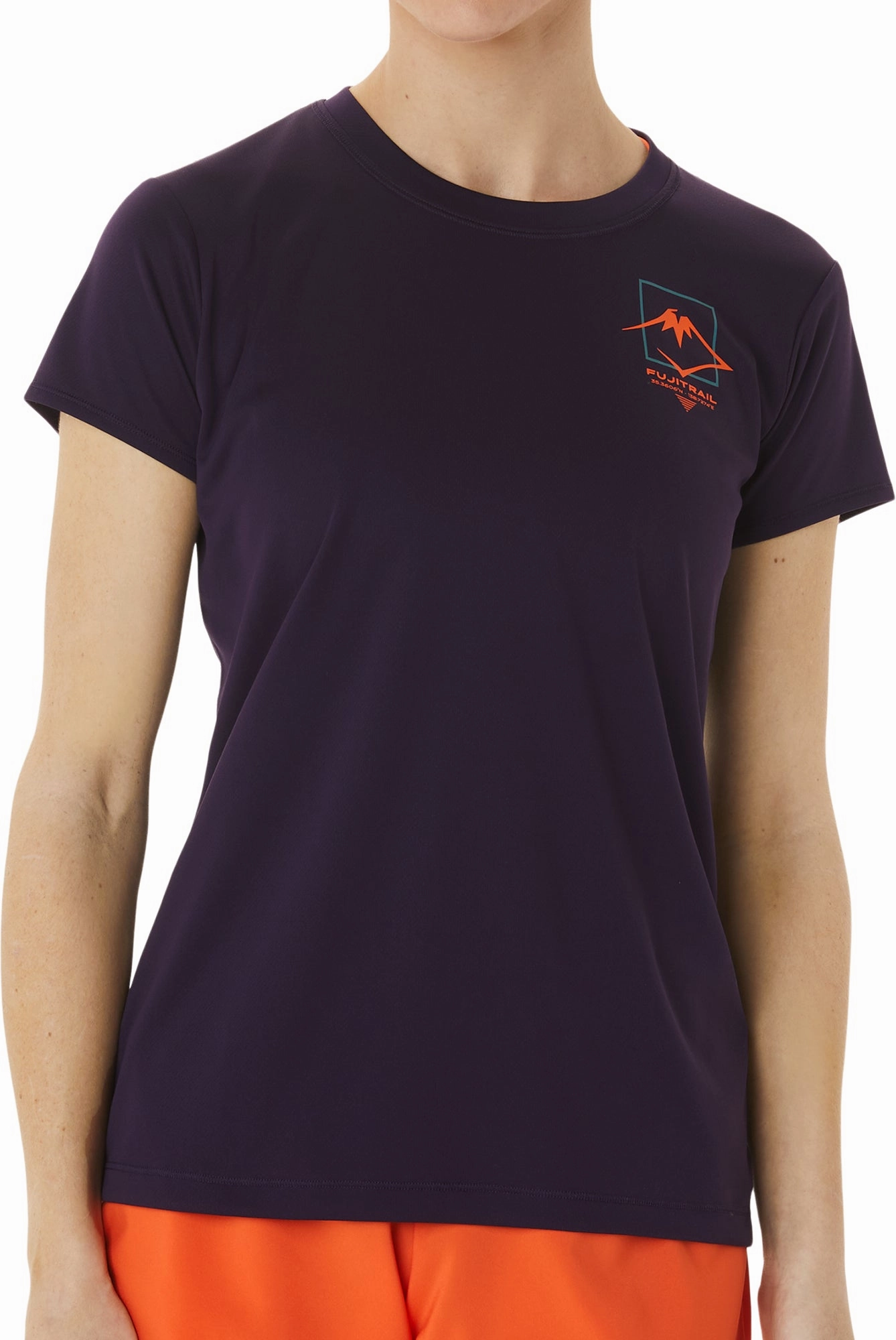 Asics FujiTrail Logo Short Sleeve Womens Running Top - Purple Hypoallergenic Textile Fashion-Forward Fit