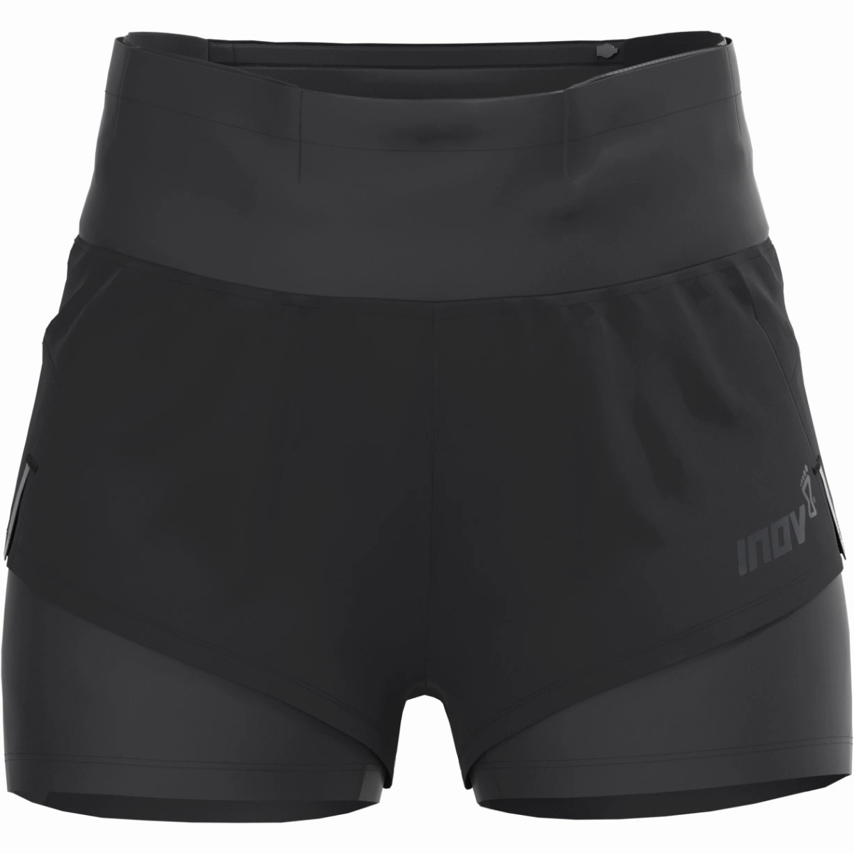 Flexible Gusset Design Noise Free Fabric Inov8 TrailFly Ultra 3 Inch 2 in 1 Womens Running Shorts - Black