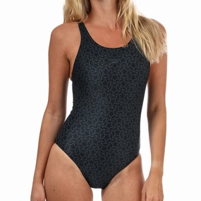 Anti Fade Technology Sand Release Surface Coating Speedo Boomstar Allover Muscleback Womens Swimsuit - Black