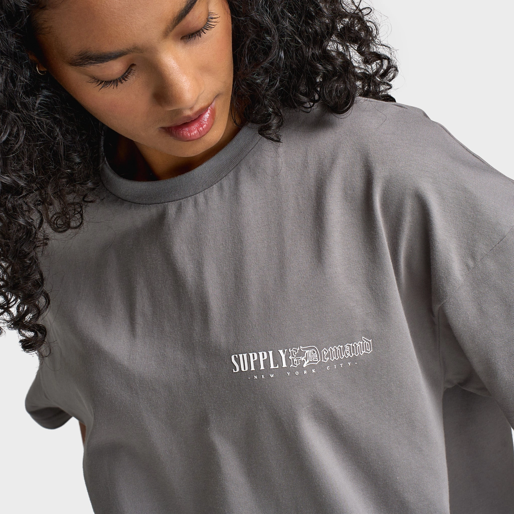 Supply & Demand Women's Scorp Tee / Distressed Grey Layered Neckline