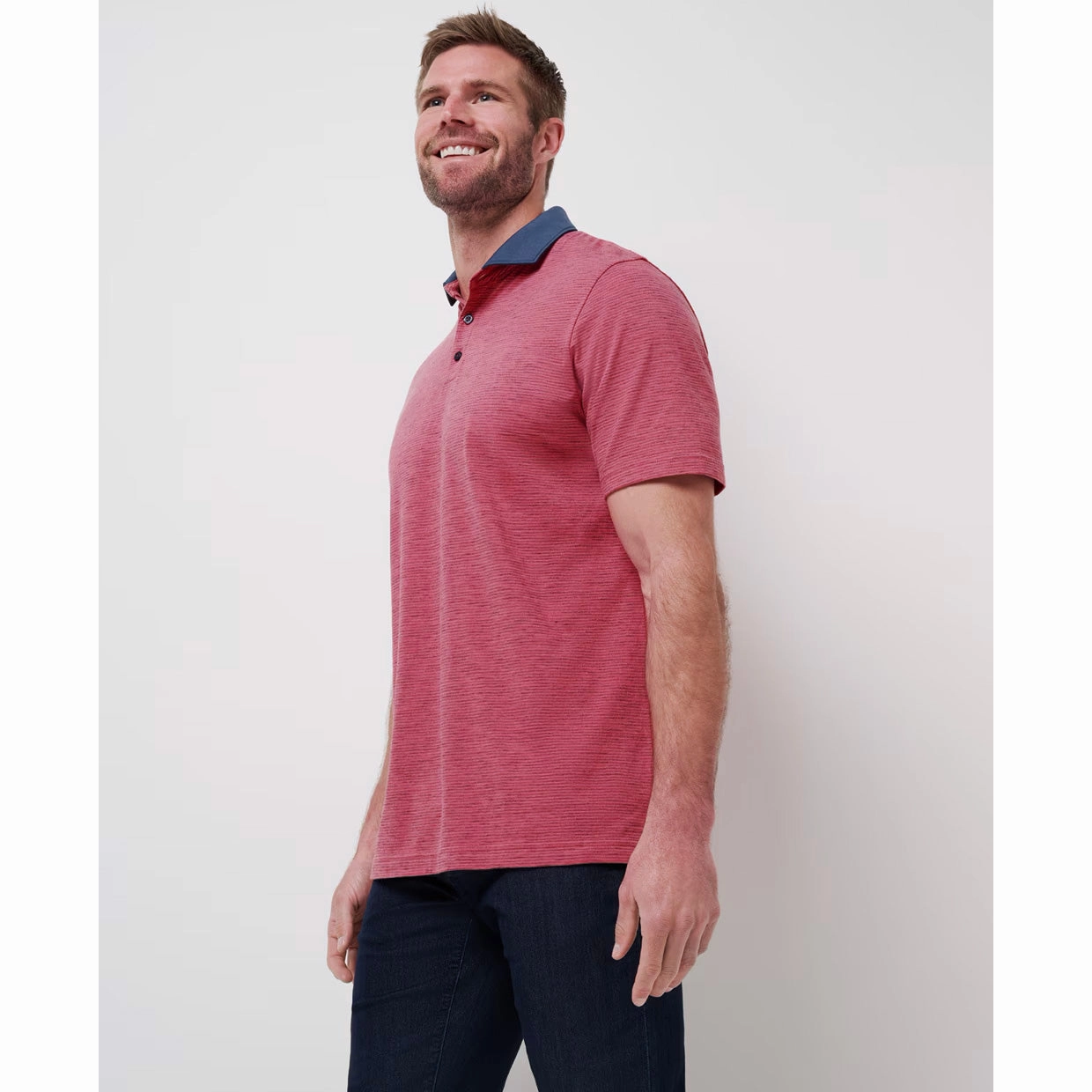 Office Appropriate Travis Mathew Common Interest Polo Golf Shirt - Rose Wine