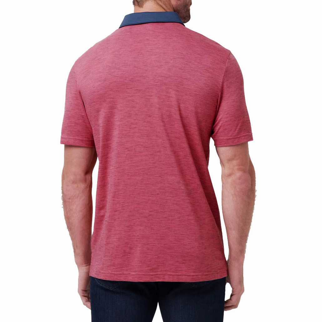 Travis Mathew Common Interest Polo Golf Shirt - Rose Wine Relaxed Neckline Soft Jersey Fabric
